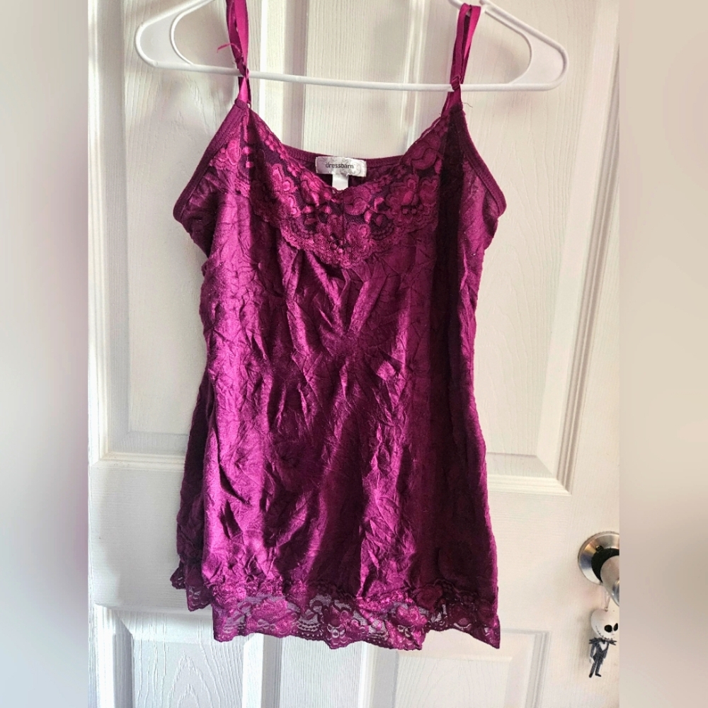 Dressbarn Dark Red Lace Cami Tank Top | Size Large | Y2K, 2000's, gifts